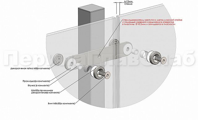 Стеклодержатель пластинчатый, под стекло 6-12 мм, полированный, по центрам 172х5 мм (AISI 304) k023-6 3 Стеклодержатель пластинчатый, под стекло 6-12 мм, полированный, по центрам 172х5 мм (AISI 304) k023-6 3
