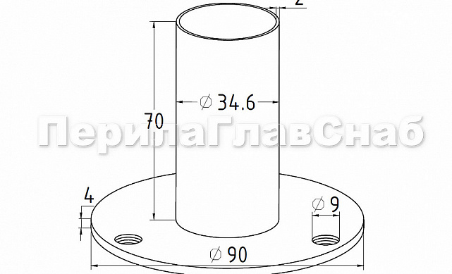 Треханкерная закладная под Ø38.1 мм, (AISI 201) k232-2 3