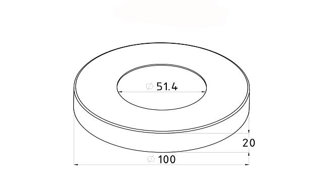 Низ стойки Ø50.8 мм, 100х18х0.8, полированный (AISI 304) k217-2 2