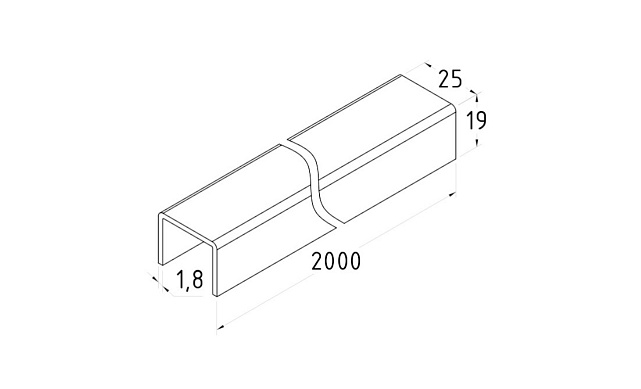 Профиль П-образный t=1,5 мм под стекло 20 мм, полированный, длина 2000 мм, AISI 304 Ф-1149 2 Профиль П-образный t=1,5 мм под стекло 20 мм, полированный, длина 2000 мм, AISI 304 Ф-1149 2