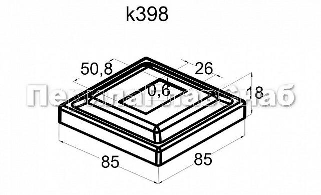 Низ стойки под трубу 50х25 мм, 84х84х0.6 мм, высота 17 мм, полированный (AISI 304) k398 2