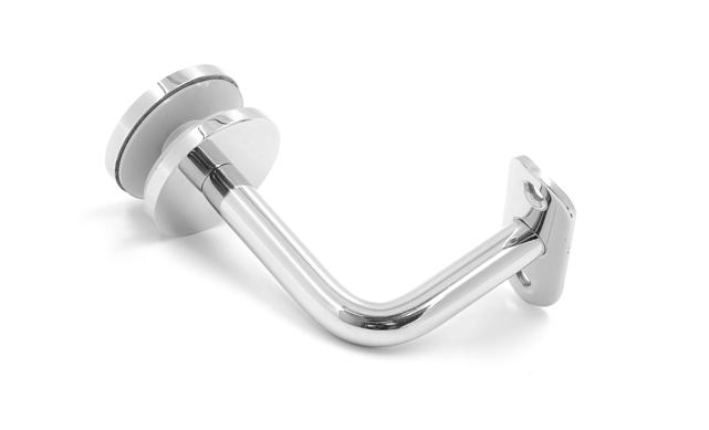 Держатель поручня Ø50.8 мм, на стекло 10-17 мм, Ø43х5 мм, вынос 60х70, нержавеющая сталь, полированная (AISI 304) k008-3 4