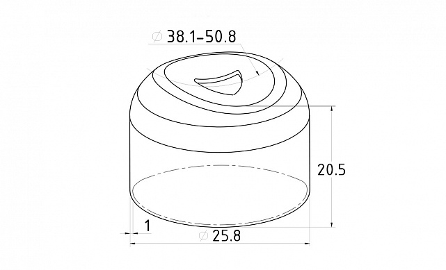 Наконечник штампованный (СПС) прямой 90° на трубу Ø25 мм, для поручня Ø38.1 мм, полированный, нержавеющий, AISI 201, k071-3 2 Наконечник штампованный (СПС) прямой 90° на трубу Ø25 мм, для поручня Ø38.1 мм, полированный, нержавеющий, AISI 201, k071-3 2