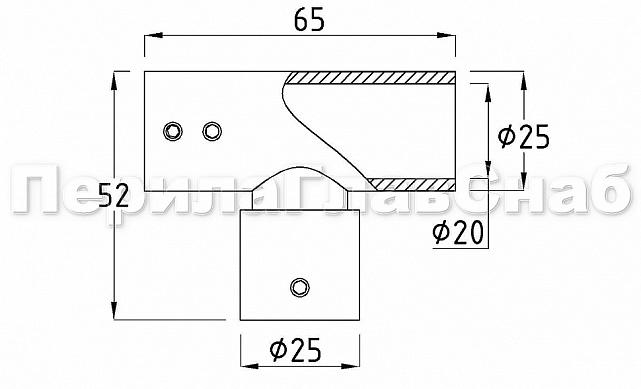 Соединитель-тройник для трубы 19 мм латунь-хром, полированный t902 PC 4