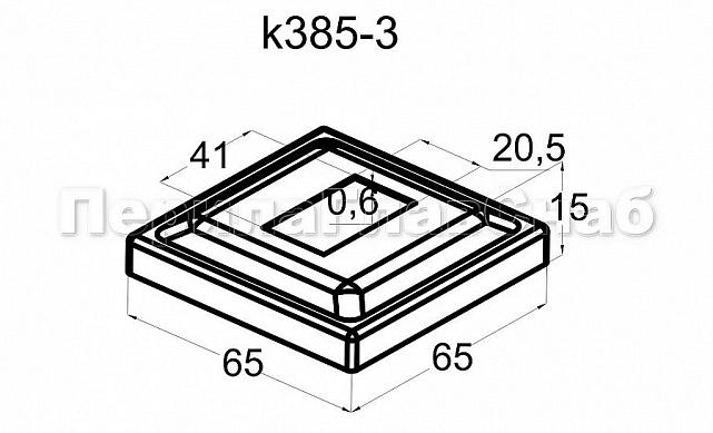Низ стойки под трубу 40х20 мм, 66х66х0.6, высота 16 мм, полированный (AISI 304) k385-3 3