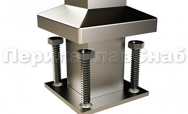 Готовая стойка 40х40х950 мм, деревянная, со вставками из нержавеющей стали 2х100 мм с 2 пластинчатыми стеклодержателями k740-2 4