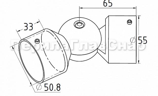 Поворот литой, внешний, регулируемый, "шар", под Ø50.8 мм, полированный AISI 304 k262 2