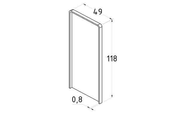 Торцевая заглушка 49х118 мм на зажимной алюминиевый профиль k601-12  3 Торцевая заглушка 49х118 мм на зажимной алюминиевый профиль k601-12  3