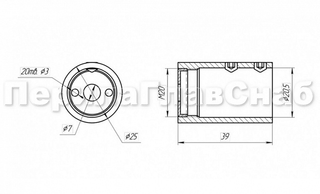 Коннектор стена-труба для трубы 19 мм, без юбки, полированный t907-2 PSS 2