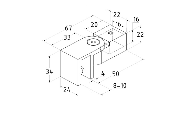 Крепежный элемент регулируемый, глухой для трубы 15х15 мм, полированный t803 PSS 2 Крепежный элемент регулируемый, глухой для трубы 15х15 мм, полированный t803 PSS 2