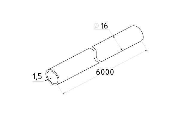 Труба круглая нержавеющая AISI 201, Ø16x1.5х6000 мм, шлифованная Фk813-2 2