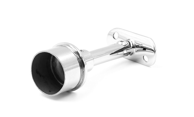 Наконечник регулируемый по высоте на стойку Ø38.1х1.5 мм, с регулируемым ложементом под поручень Ø50.8, литой, полированный, нержавеющий (AISI 304) k317 4 Наконечник регулируемый по высоте на стойку Ø38.1х1.5 мм, с регулируемым ложементом под поручень Ø50.8, литой, полированный, нержавеющий (AISI 304) k317 4