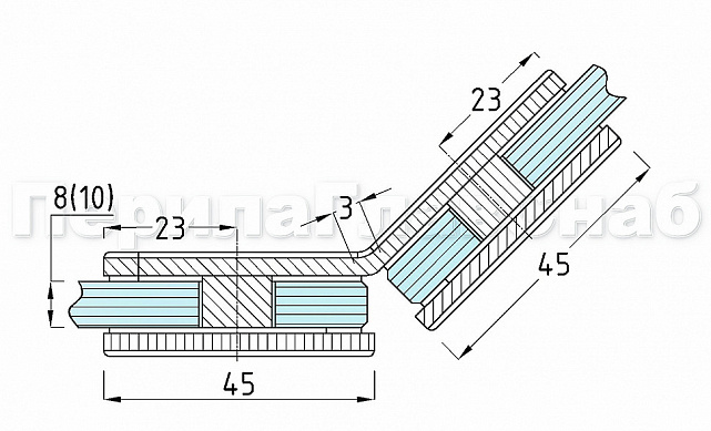Коннектор для душевой кабины стекло-стекло 135° 45х45 мм латунь-хром t726 PC 2 Коннектор для душевой кабины стекло-стекло 135° 45х45 мм латунь-хром t726 PC 2