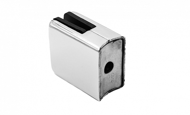 Стеклодержатель штампованный  под стекло 8 мм (4+4 мм), квадратный, под стойку Ø38.1 мм (40х24х48), полированный (AISI 304) k351 7 Стеклодержатель штампованный  под стекло 8 мм (4+4 мм), квадратный, под стойку Ø38.1 мм (40х24х48), полированный (AISI 304) k351 7