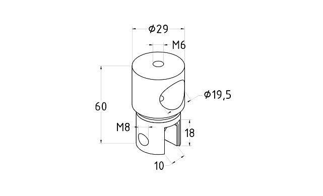 Крепежный элемент сквозной для трубы 19 мм t914 PC 2 Крепежный элемент сквозной для трубы 19 мм t914 PC 2