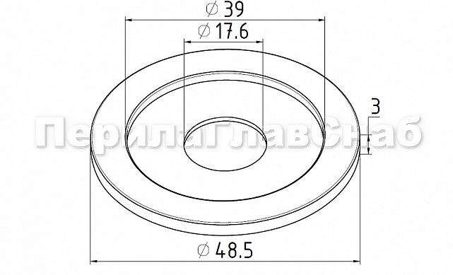 Розетта для трубы Ø38.1 мм, Ø48.5х3, с отверстием Ø17.6 мм (AISI 201) k050 3