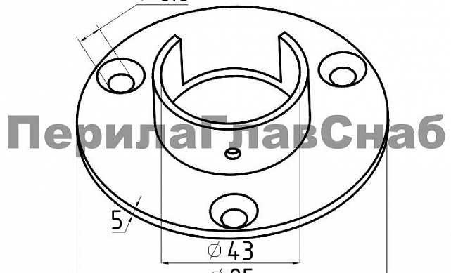 Фланец для трубы с пазом Ø42.4 мм, литой, полированный, (AISI 316) k231 2 Фланец для трубы с пазом Ø42.4 мм, литой, полированный, (AISI 316) k231 2