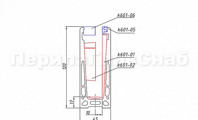 Комплект профиля зажимного для стекла 10 мм, с отверстиями, НЕАНОД, алюминий, k601-4-10 2