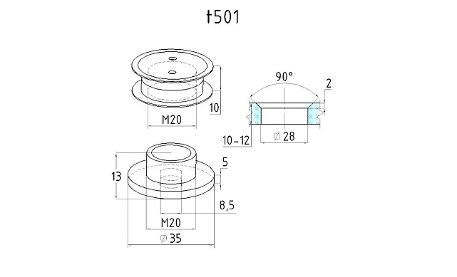 Точечный стеклодержатель 6 мм, нерегулируемый, под зенковку, для стекла 10-12 мм t501 SSS 2 Точечный стеклодержатель 6 мм, нерегулируемый, под зенковку, для стекла 10-12 мм t501 SSS 2