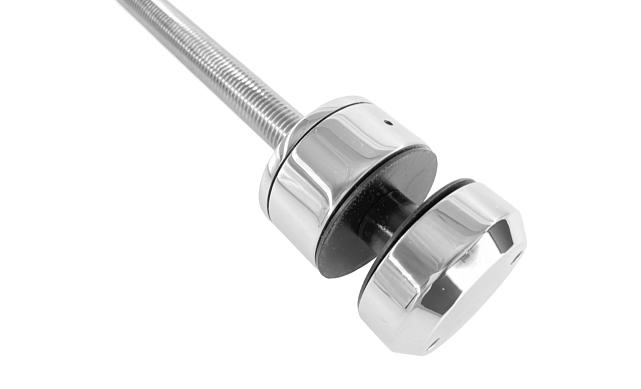 Комплект торцевого крепления несущего стекла, шпилька М16 AISI304, гайка-шайба Ø50х10мм, с регулировкой вылета 25-39мм, полированный, AISI 304 k277-11 6