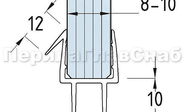 Уплотнитель для стекла 8 мм, блэк ультра - непрозрачный черный, пол-стекло 2200 мм t206-2 BL-U 3