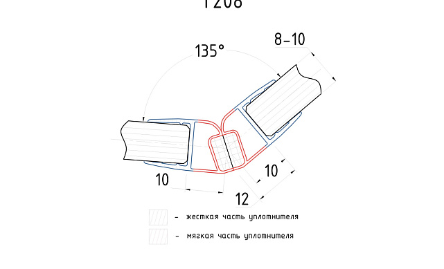 Комплект уплотнителей для стекла 8мм (2 шт.), стекло-стекло, с магнитом 135°, 2,2 м.черный прозрачный t208 BL 2 Комплект уплотнителей для стекла 8мм (2 шт.), стекло-стекло, с магнитом 135°, 2,2 м.черный прозрачный t208 BL 2