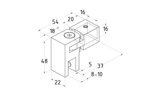 Выносное крепление к стеклу, для трубы 15х15 мм, полированный t806 PSS 2 Выносное крепление к стеклу, для трубы 15х15 мм, полированный t806 PSS 2