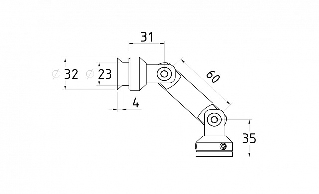 Крепление стекло-стена, штанга 60mm, под зенковку tt201-60 SSS 2 Крепление стекло-стена, штанга 60mm, под зенковку tt201-60 SSS 2