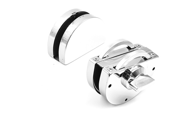 Замок для стеклянной двери с ответной частью на стекло, без вырезов, нержавеющая сталь AISI 201, полированная t109-201 PSS 4 Замок для стеклянной двери с ответной частью на стекло, без вырезов, нержавеющая сталь AISI 201, полированная t109-201 PSS 4