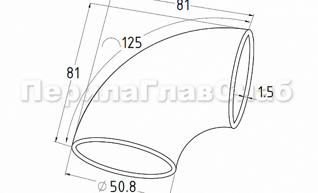 Отвод поручня под сварку Ø50.8х1.5 мм, 400 Grit, (AISI 304) k021 2 Отвод поручня под сварку Ø50.8х1.5 мм, 400 Grit, (AISI 304) k021 2