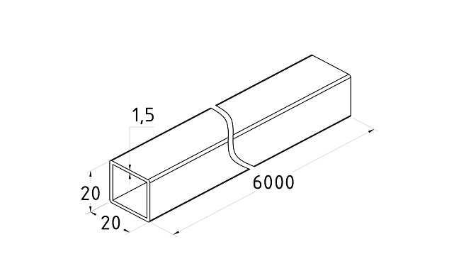 Труба профильная нержавеющая 20х20х1,5 мм, AISI 304 Rk873 2 Труба профильная нержавеющая 20х20х1,5 мм, AISI 304 Rk873 2
