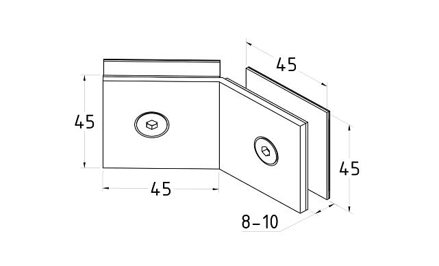 Коннектор для душевой кабины стекло-стекло 135°, цинковый сплав, черная  t736 BZn 2
