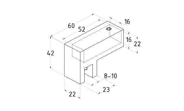 Крепежный элемент, глухой для трубы 15х15 мм, полированный t813 PSS 2 Крепежный элемент, глухой для трубы 15х15 мм, полированный t813 PSS 2