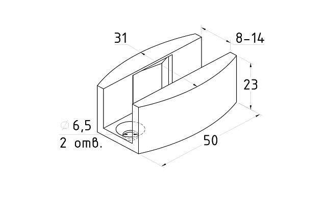 Направляющая для стеклянной двери, нержавеющая сталь AISI 304, шлифованная t834 SSS 2 Направляющая для стеклянной двери, нержавеющая сталь AISI 304, шлифованная t834 SSS 2