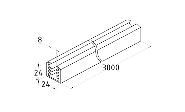 Уплотнитель в поручень с пазом 24х24 для стекла 8 мм (4+4), EPDM Фk309 2 Уплотнитель в поручень с пазом 24х24 для стекла 8 мм (4+4), EPDM Фk309 2