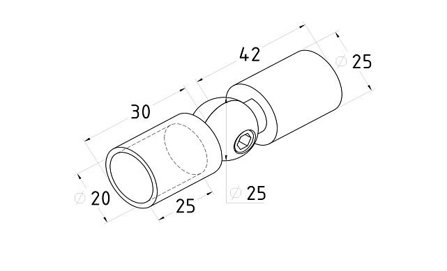 Соединитель трубы 19 мм, шарнирный, нержавеющая сталь AISI 304, полированная t915 PSS 2 Соединитель трубы 19 мм, шарнирный, нержавеющая сталь AISI 304, полированная t915 PSS 2