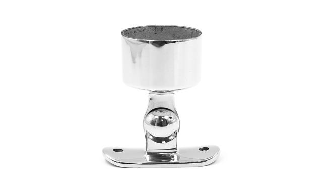 Наконечник шарнирный на стойку Ø38.1 мм, с ложементом под поручень Ø50.8 мм, наружный, литой, полированный, AISI 304, k329 5