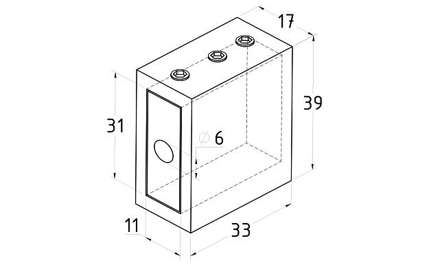Коннектор стена-труба для прямоугольного трека 30х10 мм, нержавеющая сталь AISI 304, черная t463 BL 2