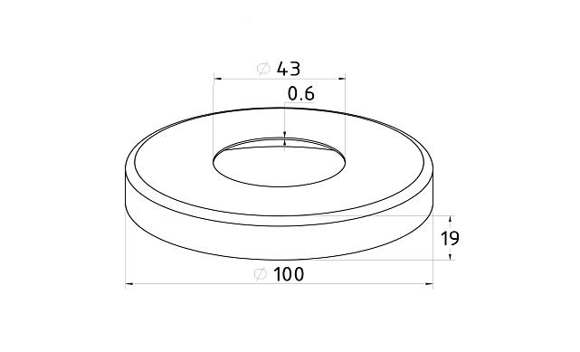 Низ стойки Ø42.4 мм, 100х18х0.6, полированный (AISI 304) k332-2 2