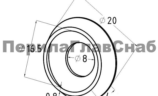 Шайба подкладочная Ø16 мм, 20х4х0.8, с отверстием Ø8 мм (AISI 201) k096 3