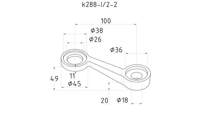 I/2-спайдер-100 мм, AISI 304, 1х26х38, 1х18х36/40мм, нагрузки: 1кН, 2кН k288-I/2-2 2