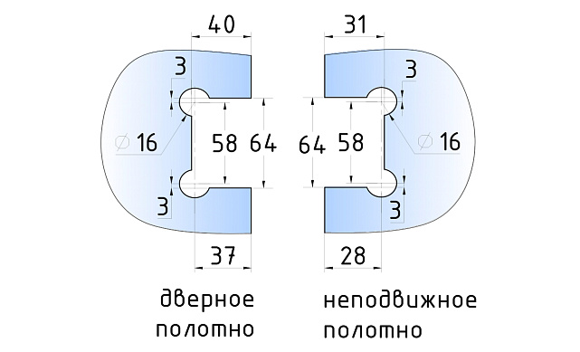 Петля для душевой стекло-стекло 90х55 мм, 135°, нержавеющая сталь AISI 304, полированная t302 PSS 4
