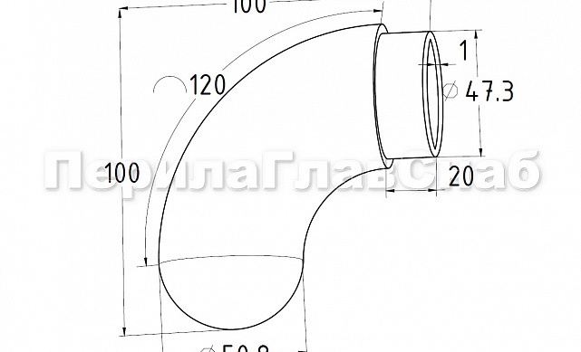 Отвод оконечный литой Ø50.8 мм, с круглой заглушкой, (AISI 304) k020-4 2 Отвод оконечный литой Ø50.8 мм, с круглой заглушкой, (AISI 304) k020-4 2