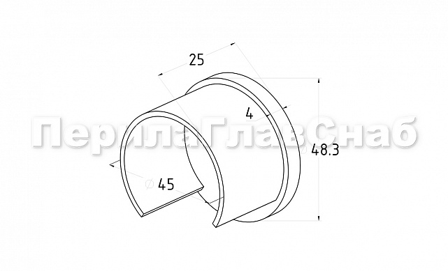 Заглушка с пазом на трубу Ø48.3 мм полированная (AISI 304) k235 2 Заглушка с пазом на трубу Ø48.3 мм полированная (AISI 304) k235 2