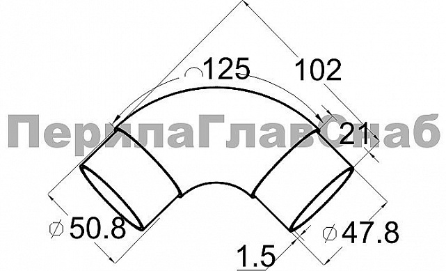 Отвод поручня под Ø50.8х102х1.45 мм, 90°, полированный 600 Grit, с двумя установочными кольцами, золото k052-88 2 Отвод поручня под Ø50.8х102х1.45 мм, 90°, полированный 600 Grit, с двумя установочными кольцами, золото k052-88 2