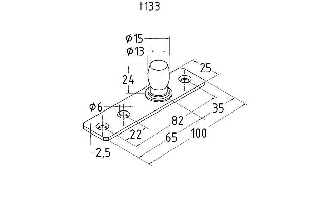 Ось верхняя, шлифованная t133 SSS 3