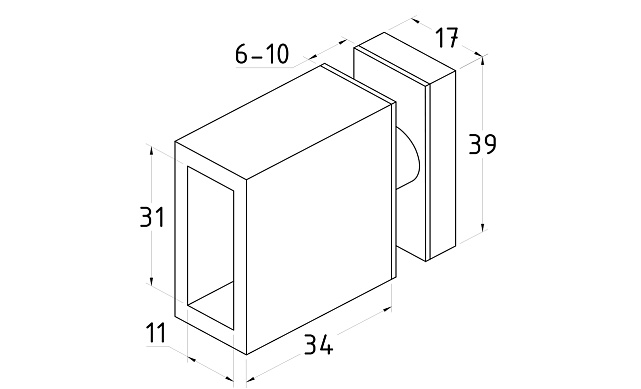 Соединитель труба-стекло для прямоугольного трека, нержавеющая сталь AISI 304, черная t462 BL 2 Соединитель труба-стекло для прямоугольного трека, нержавеющая сталь AISI 304, черная t462 BL 2