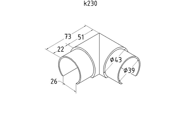 Отвод с пазом Ø42.4 мм, полированный (AISI 316) k230 2 Отвод с пазом Ø42.4 мм, полированный (AISI 316) k230 2
