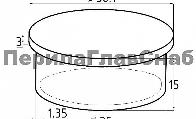 Заглушка плоская на трубу Ø38.1 мм полированная литая (AISI 201) k093 3 Заглушка плоская на трубу Ø38.1 мм полированная литая (AISI 201) k093 3