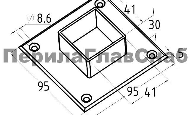 Фланец для трубы 40х40 мм, полированный, под золото (AISI 304) Фk223-88 2